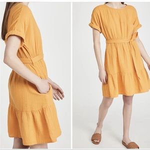 Xirena Aiden Cotton Gauze Belted Dress In Sun Yellow